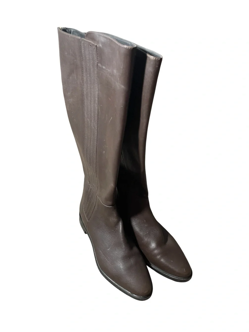 Z2- Finely Calvin Klein size 8.5 Classic Women's Brown Leather Knee-High Boots
